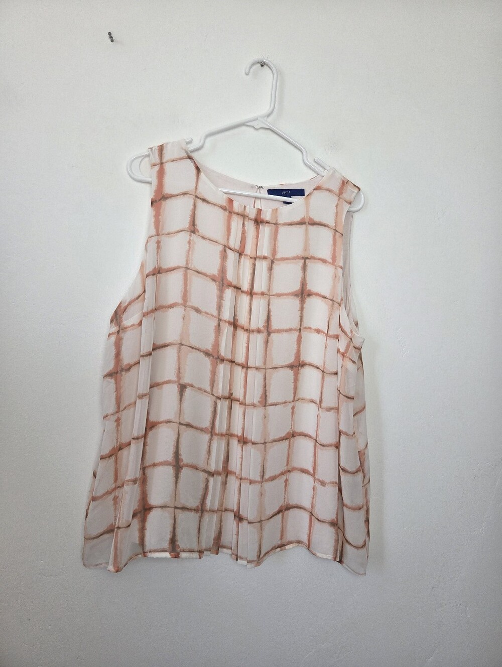 Apt.9 Pink Windowpane Print Camisole Sleeveless Blouse Preppy Plus Size XXL